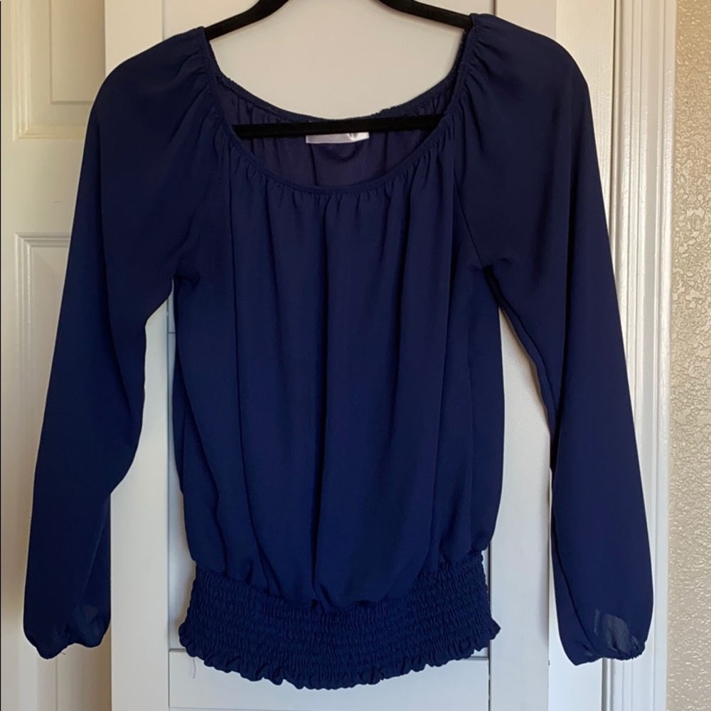 Navy blue cinch blouse